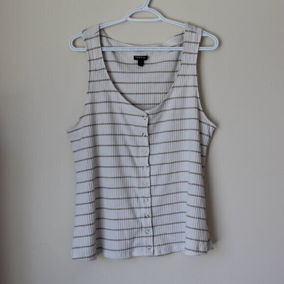 torrid Tops - Torrid Ribbed Button Front Stripped Tank Top Sz2